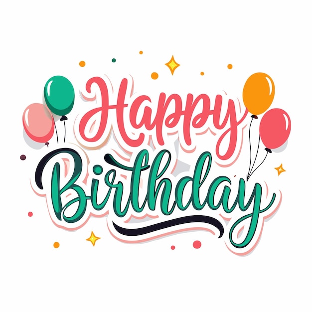Feliz cumpleaños con globos y estrellas