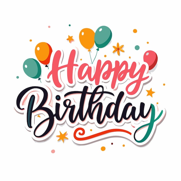 Feliz cumpleaños con globos y estrellas