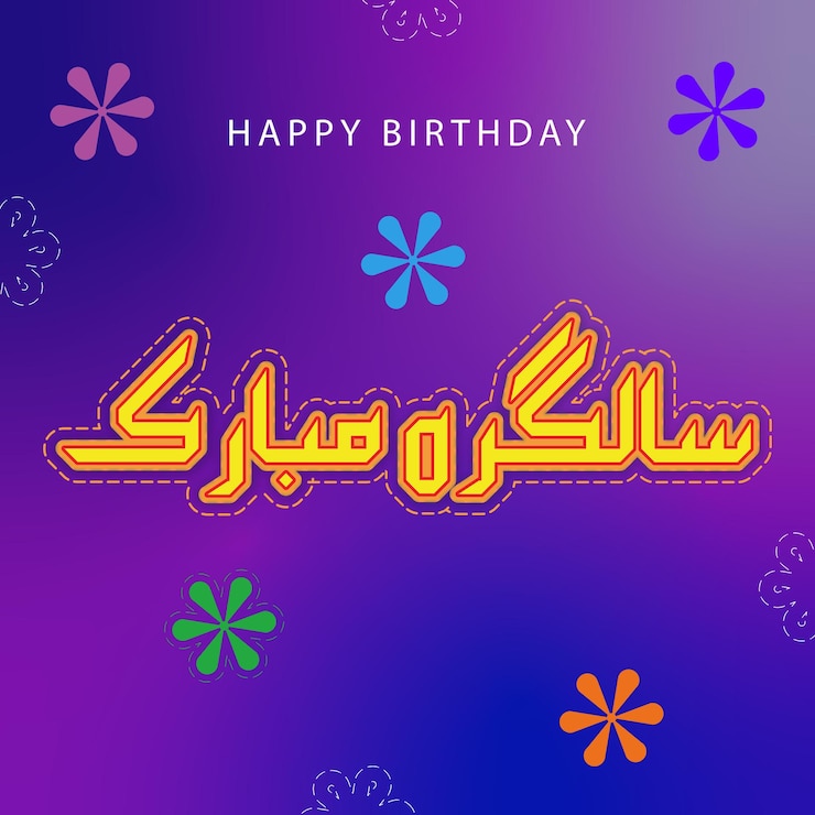 Vector feliz cumpleaños gráfico vectorial en idioma urdu
