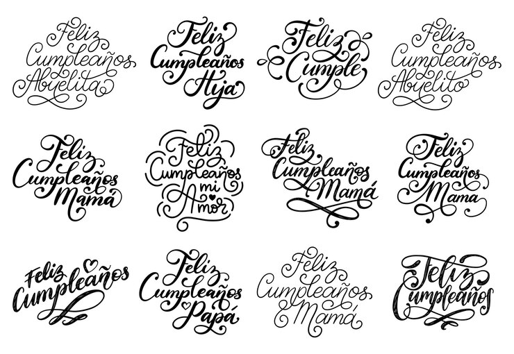 Vector feliz cumpleanos hand lettering en vector
