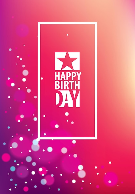 Feliz cumpleaños hermoso diseño vectorial de tarjetas de felicitación. Incluye composición de letras colocadas sobre coloridas luces borrosas fondo abstracto. Formato A4 con colores CMYK aceptables para la impresión.