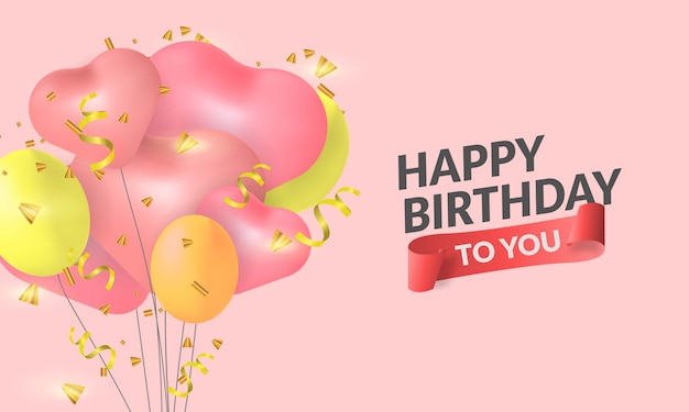 feliz cumpleaños con ilustración de globo