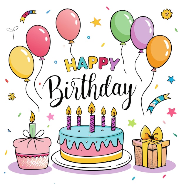 Feliz cumpleaños Ilustración vectorial de la tarjeta