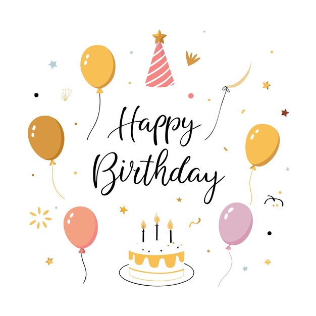 Feliz cumpleaños Ilustración vectorial de la tarjeta