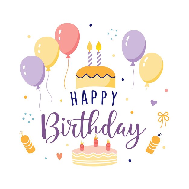 Feliz cumpleaños Ilustración vectorial de la tarjeta