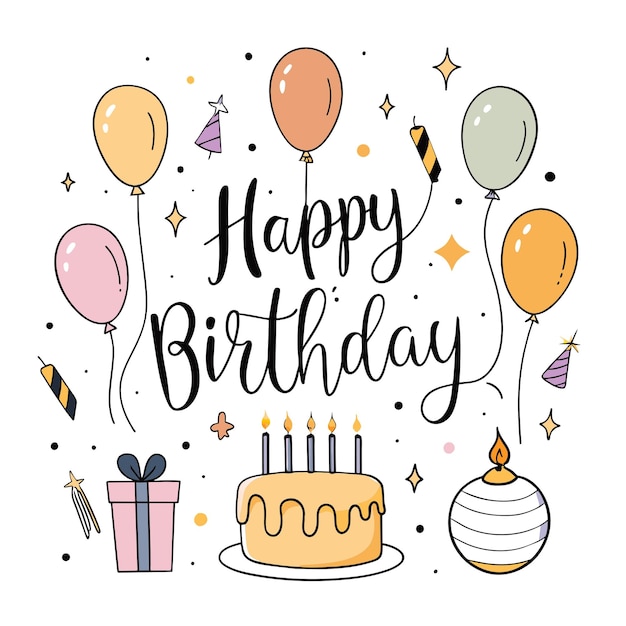 Feliz cumpleaños Ilustración vectorial de la tarjeta