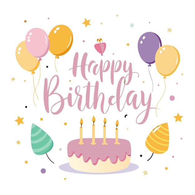 Feliz cumpleaños Ilustración vectorial de la tarjeta