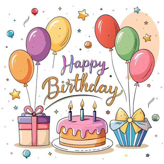 Feliz cumpleaños Ilustración vectorial de la tarjeta
