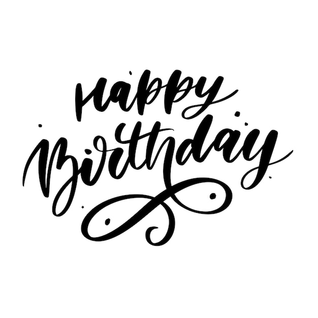 Feliz cumpleaños letras caligrafía pincel degradado pegatina vector