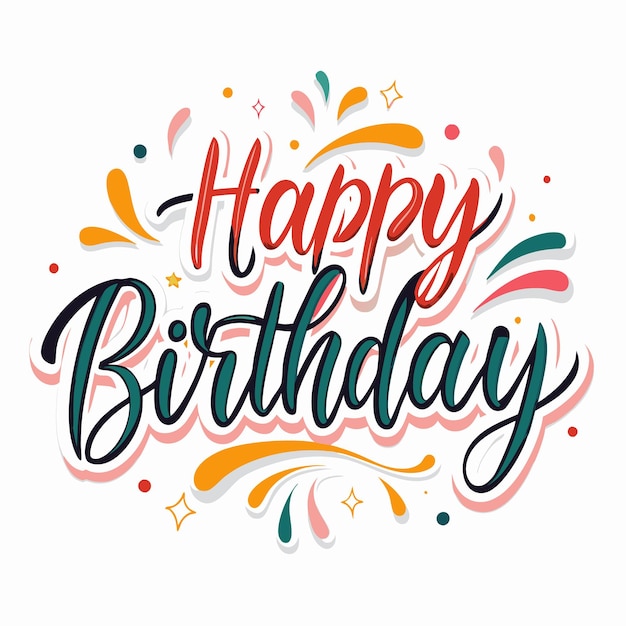 39 Feliz cumpleaños 39 letras coloridas con elementos decorativos