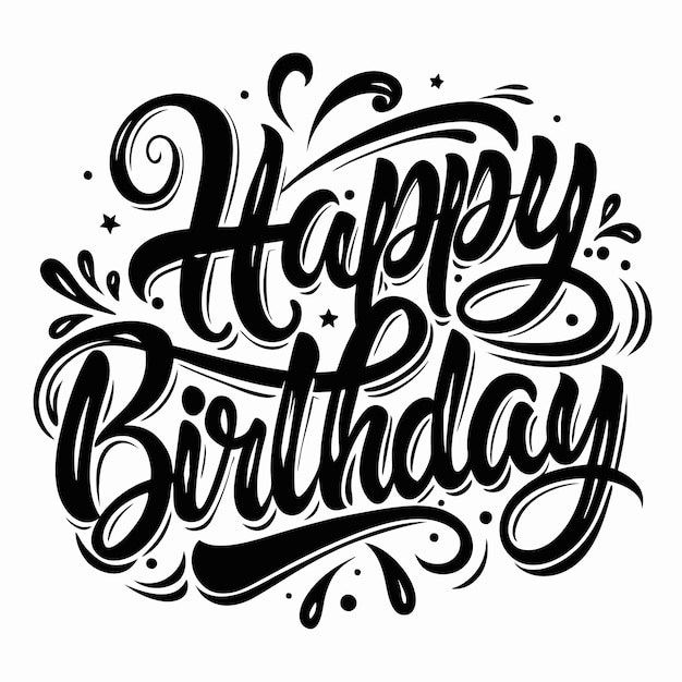 Feliz cumpleaños con letras decorativas y flores