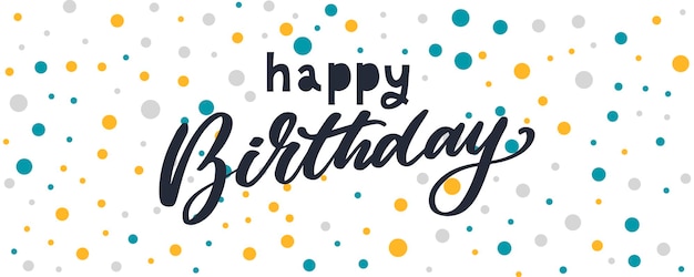 Feliz cumpleaños letras texto banner color negro ilustración vectorial