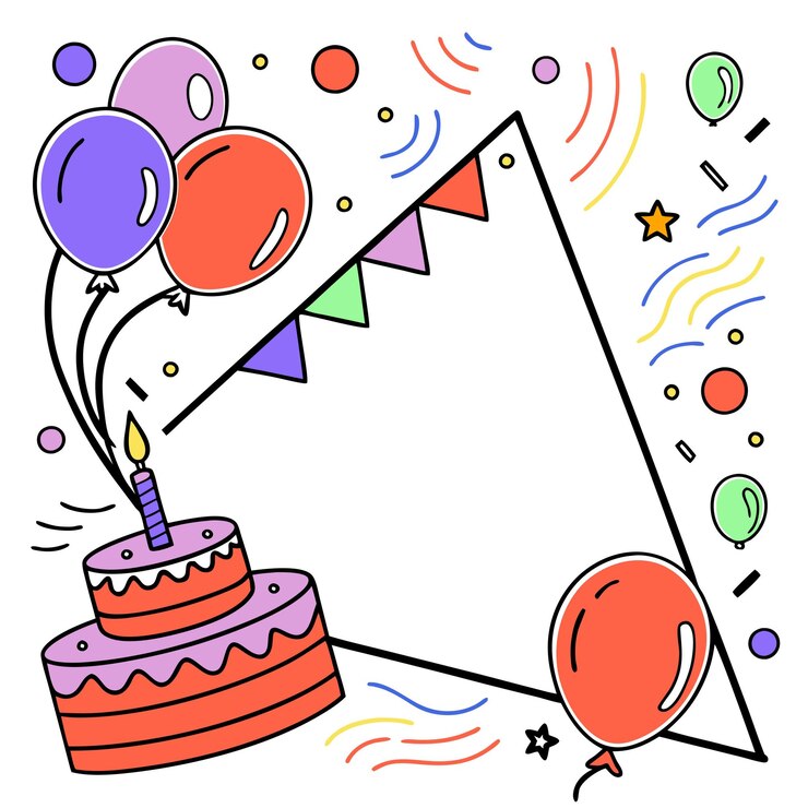 Vector feliz cumpleaños marco colorido pastel amplificador globos ilustración