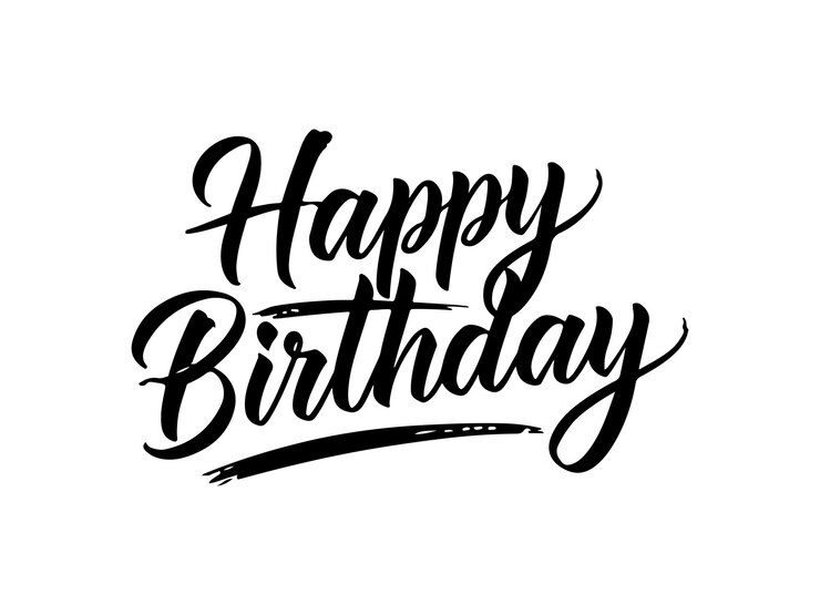 Feliz cumpleaños negro elegante texto vector pincel caligrafía