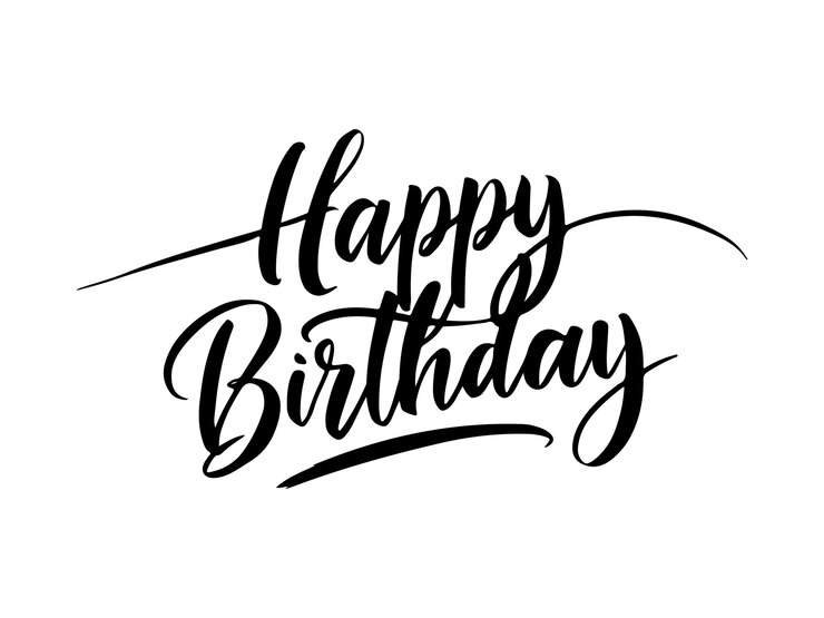Feliz cumpleaños negro elegante texto vector pincel caligrafía