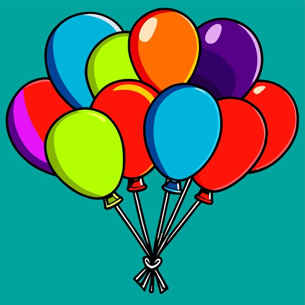 Vector feliz cumpleaños o año nuevo ilustración vectorial de racimos de globos