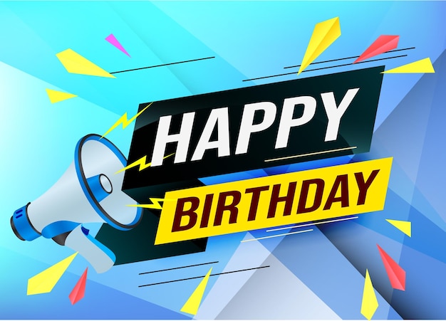 Feliz cumpleaños palabra concepto vector ilustración con líneas azules moderno estilo futurista 3d