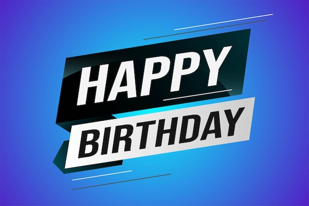 feliz cumpleaños palabra concepto vector ilustración con líneas azules moderno estilo futurista 3d