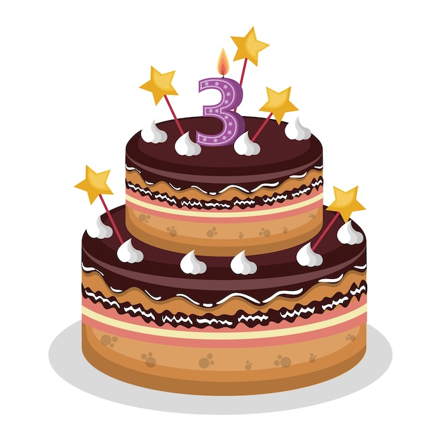 Feliz cumpleaños pastel con número de vela