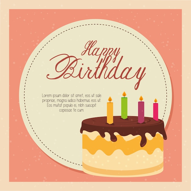 Feliz cumpleaños, pastel, tarjeta
