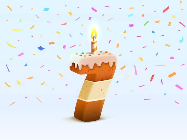 Feliz cumpleaños persona cumpleaños vela de aniversario con pastel en forma de números vector