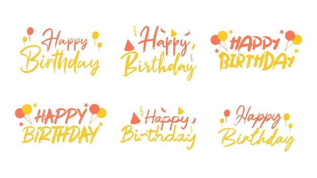 feliz cumpleaños plantilla de diseño de tipografía descarga gratuita