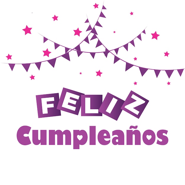 Feliz cumpleaños púrpura Hermoso Texto Tipografía Vector