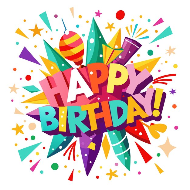 Feliz cumpleaños Saludo tipografía ilustración vectorial