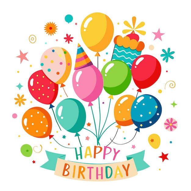 Feliz cumpleaños Saludo tipografía ilustración vectorial