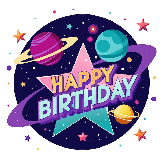 Feliz cumpleaños Saludo tipografía ilustración vectorial