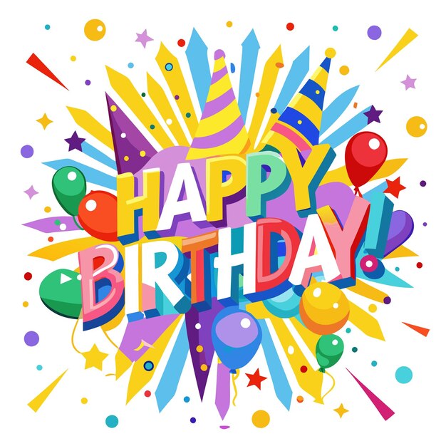 Feliz cumpleaños Saludo tipografía ilustración vectorial