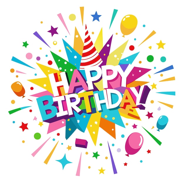 Feliz cumpleaños Saludo tipografía ilustración vectorial