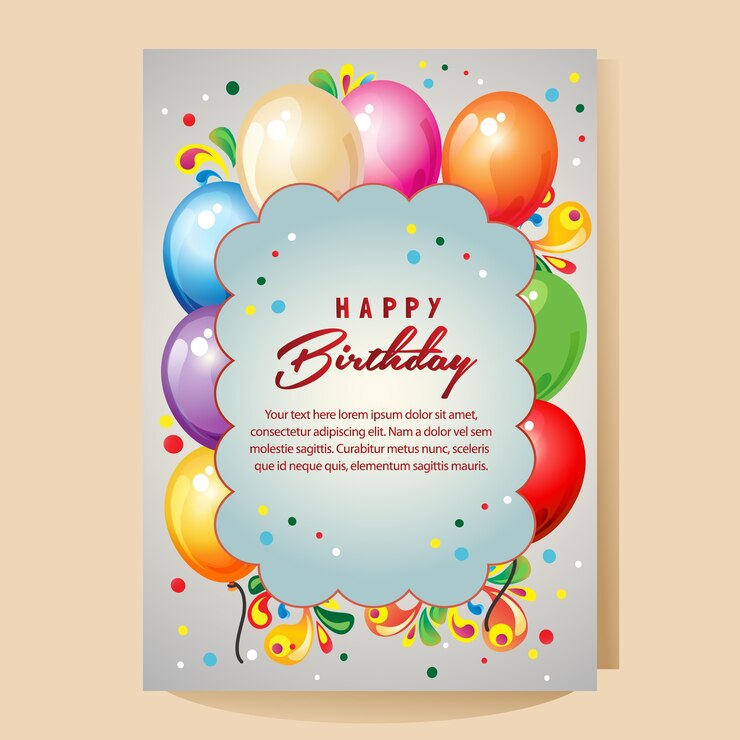 feliz cumpleaños tarjeta colorida con globo vivo