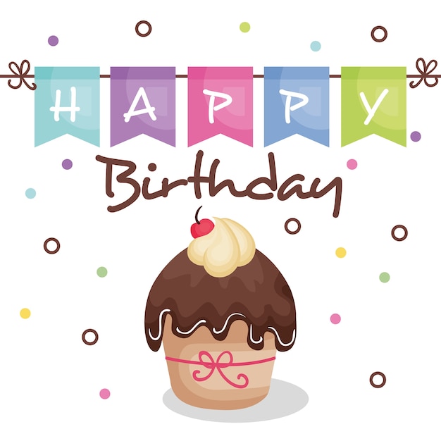 feliz cumpleaños tarjeta con cupcake