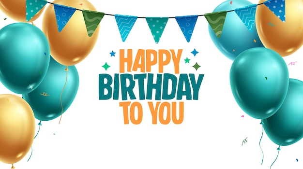 Feliz cumpleaños tarjeta de felicitación clipart pancarta invitación de cumpleaños clip art con globo azul y dorado