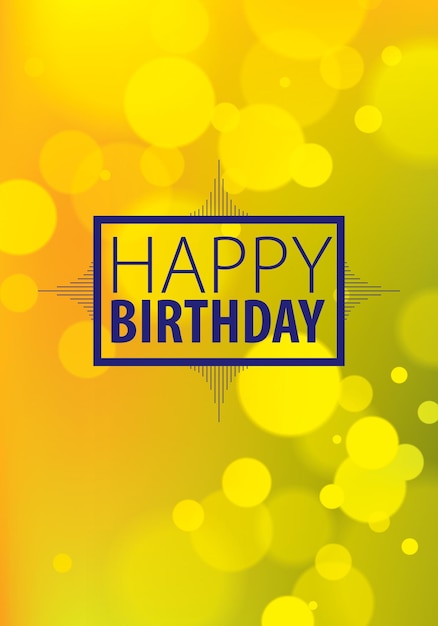 Feliz cumpleaños tarjeta de felicitación vectorial. Incluye composición de letras colocadas sobre coloridas luces borrosas fondo abstracto. Formato A4 con colores CMYK aceptables para la impresión.