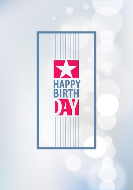 Feliz cumpleaños tarjeta de felicitación vectorial. Incluye composición de letras colocadas sobre coloridas luces borrosas fondo abstracto. Formato A4 con colores CMYK aceptables para la impresión.