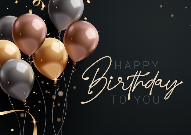Feliz cumpleaños tarjeta de invitación negra diseño de clipart saludos de cumpleaños y deseos clip art