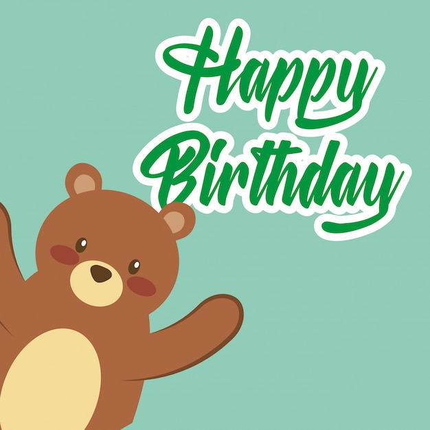 Feliz cumpleaños tarjeta lindo oso de peluche de juguete