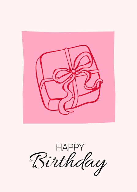 Feliz cumpleaños tarjeta postal de felicitación Doodle regalo de cumpleaños con arcos en fondo rosa