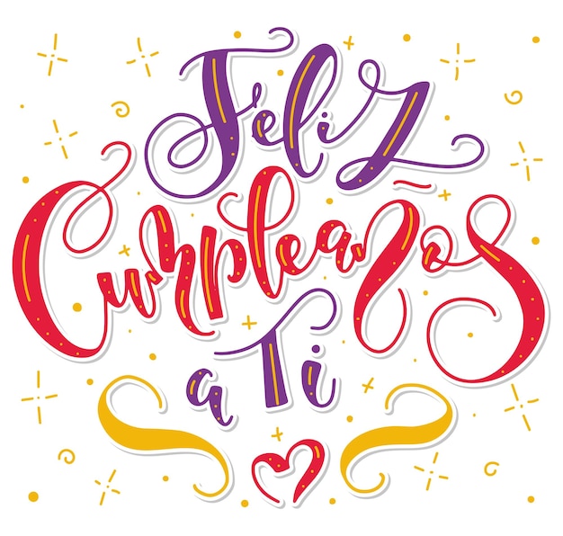 Vector feliz cumpleaños a ti letras de colores en español