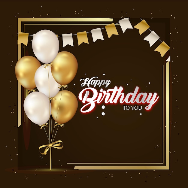 Feliz cumpleaños, tipografía de feliz cumpleaños, marco de feliz cumpleaños, diseño de color de café de feliz cumpleaños