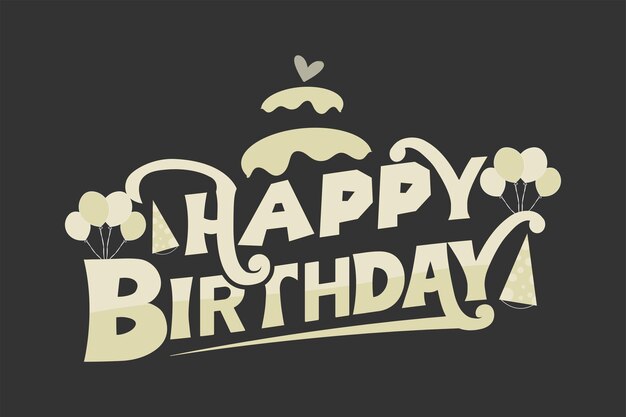 Feliz cumpleaños tipografía texto vectorial diseño de elementos de la fiesta de cumpleaños