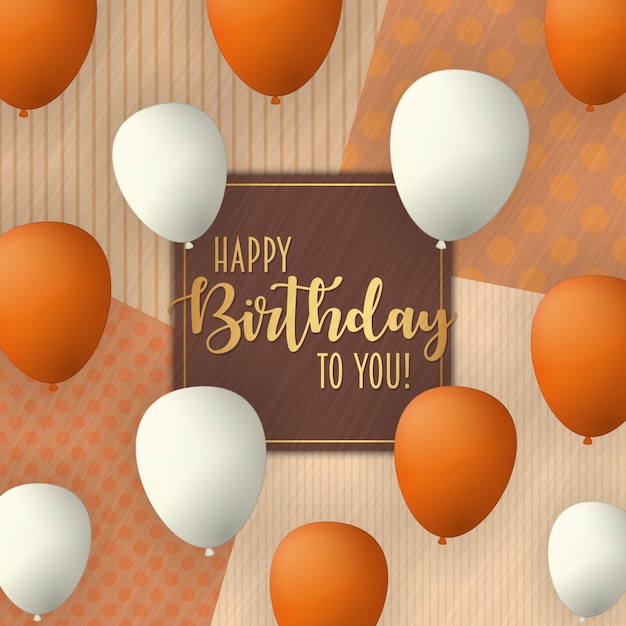 Feliz cumpleaños vector diseño de tarjeta con globos voladores.