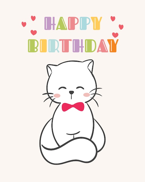 Feliz cumpleaños con el vector lindo gato.