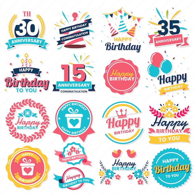 Feliz cumpleaños vector logo para banner