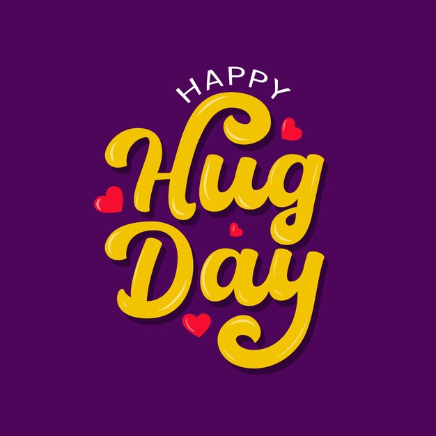 Feliz día abrazo letra vectorial plantilla de tarjeta de felicitación abrazo concepto de amistad con letra de guión
