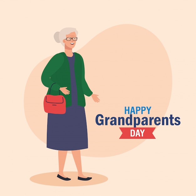 Vector feliz día de los abuelos con diseño lindo del ejemplo del vector de la abuela