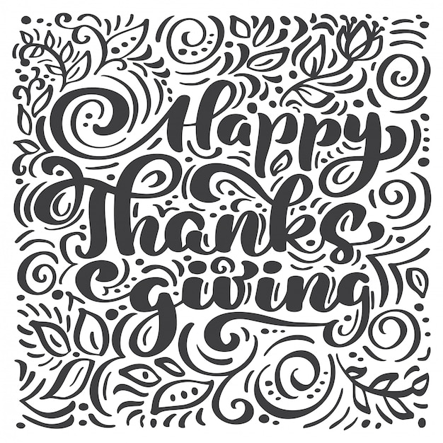 Feliz Día de Acción de Gracias Caligrafía Texto