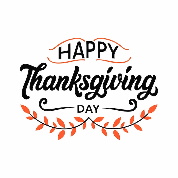 Feliz Día de Acción de Gracias Elegante tipografía navideña con hojas de otoño